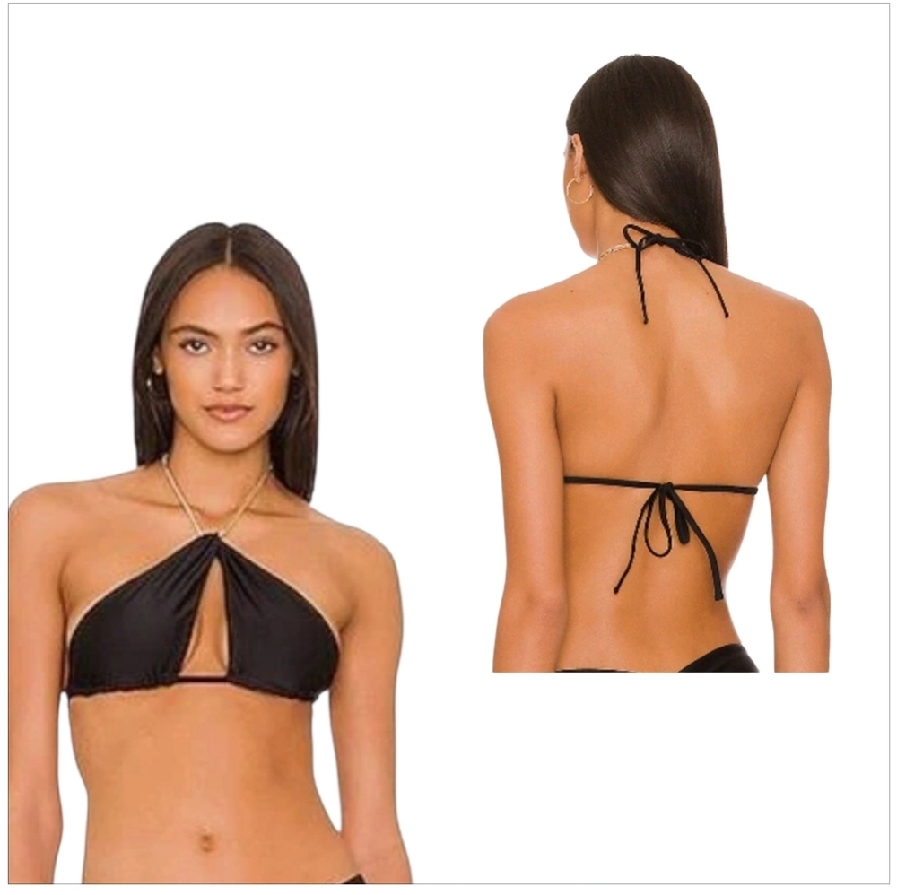 NWT PilyQ PQ Swim Black Gwen Chain Top Zebra High Waist Bikini Set Small - Picture 3 of 12